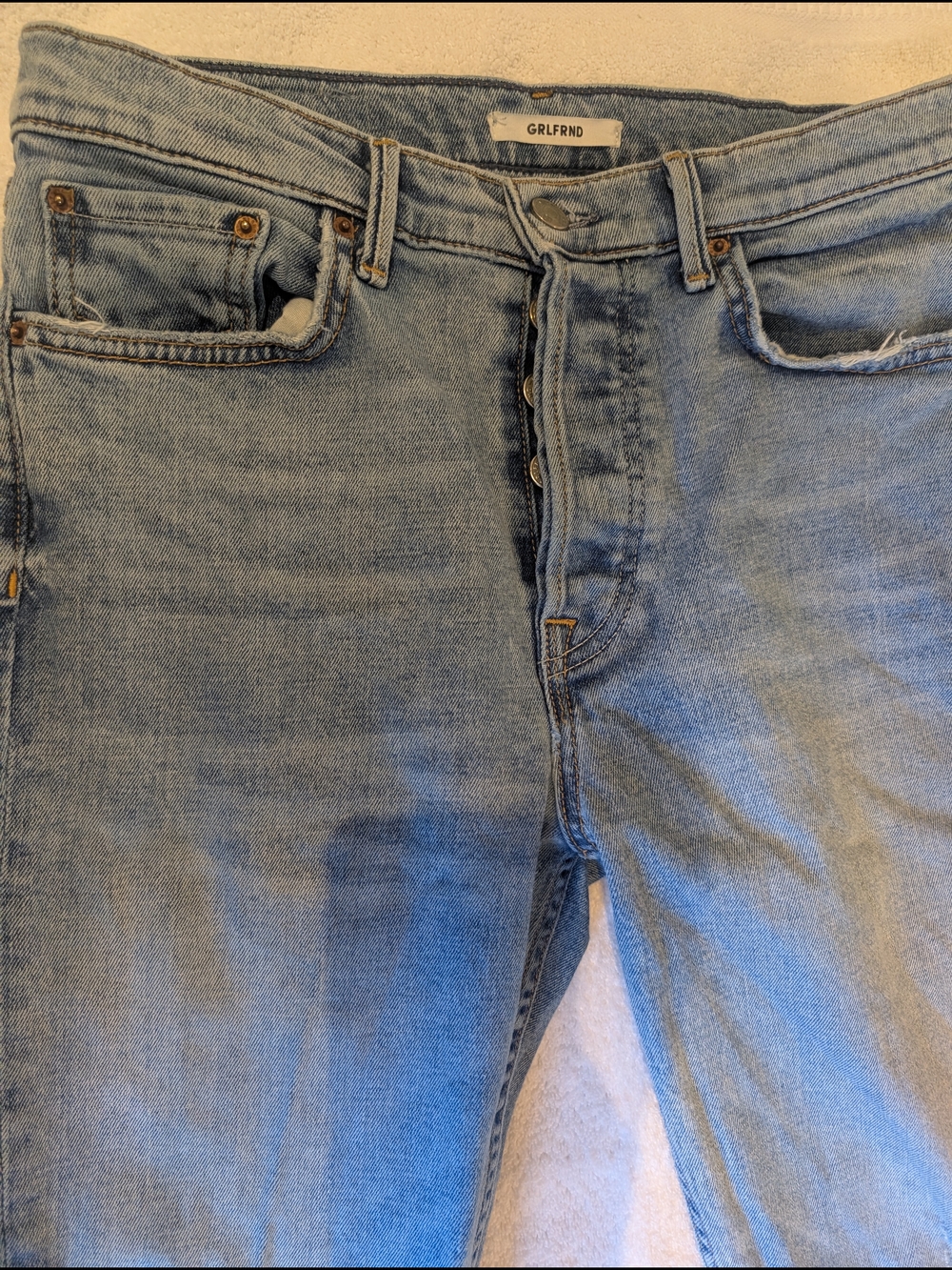 GRLFRND Karolina High Rise Distressed Jeans Light Wash Button Fly 29 - Picture 5 of 10